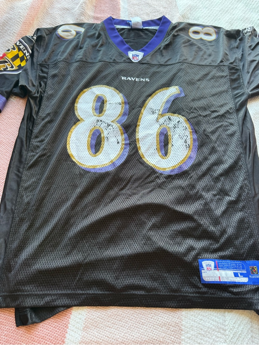 Reebok Baltimore Ravens #86 Black Jersey with Purple & Gold Accents